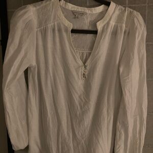 Lucky Brand White Long Sleeve Embroidered Peasant Blouse